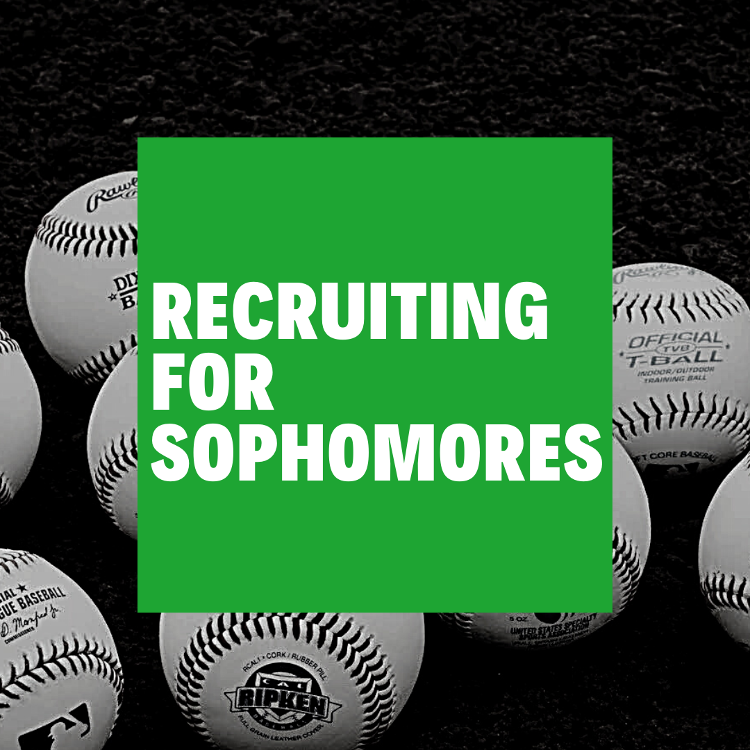 Recruiting for sophomores on a square with baseballs in the background